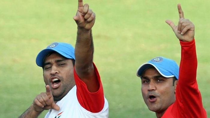 Virender Sehwag tried to troll an online news portal regarding MS Dhoni but he ended up committing a faux pas.