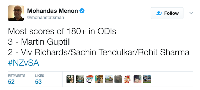 ODI record tweet