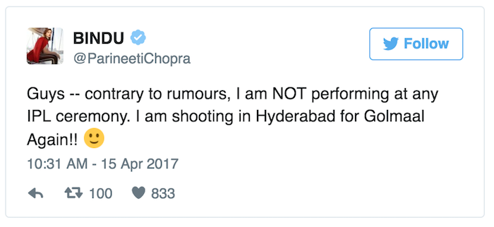 Parineeti Chopra tweet