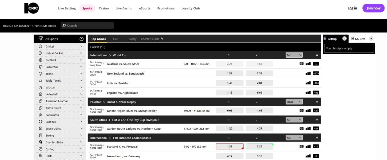 10CRIC interface