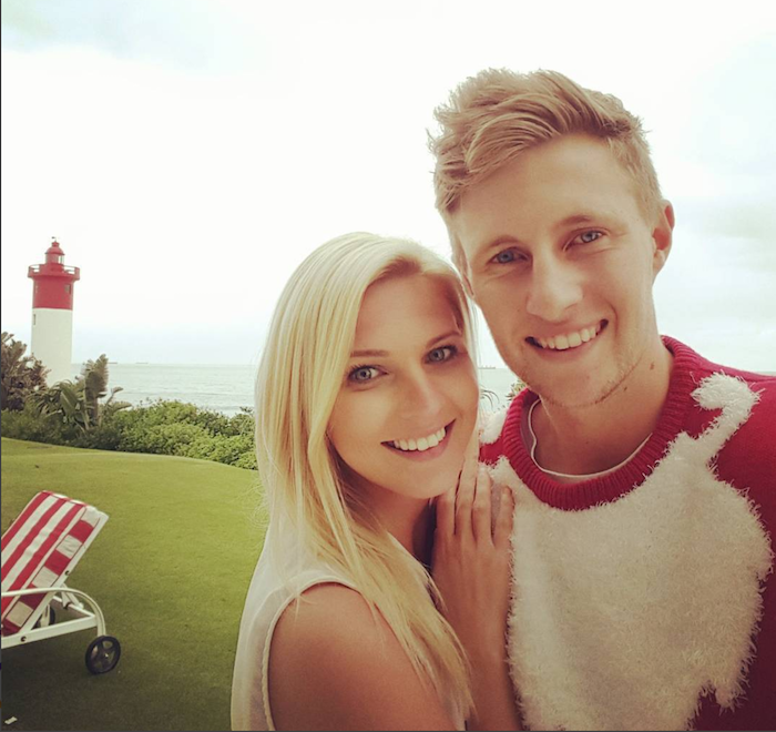 Joe Root and his girlfriend Carrie Cotterel