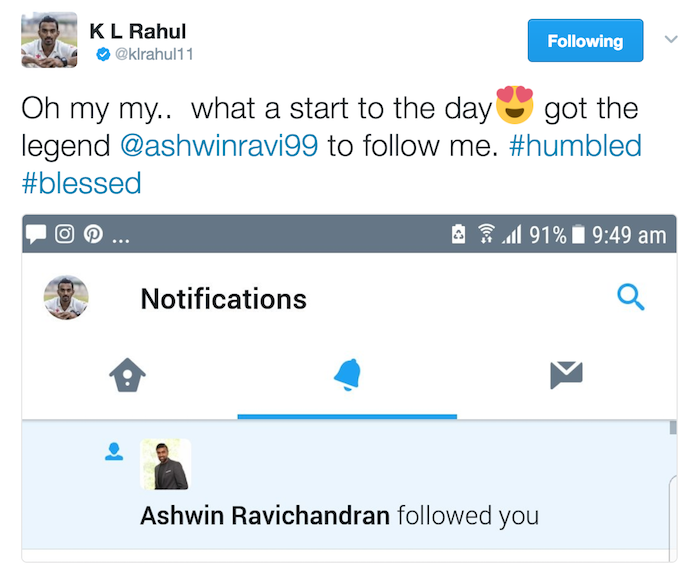 KL Rahul tweet