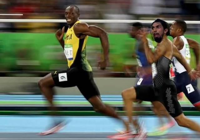 Ishant Sharma following Usain Bolt