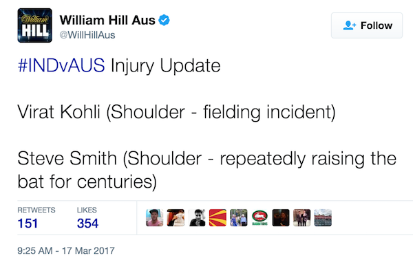 Willian Hill Australia tweet