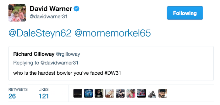 David Warner tweet