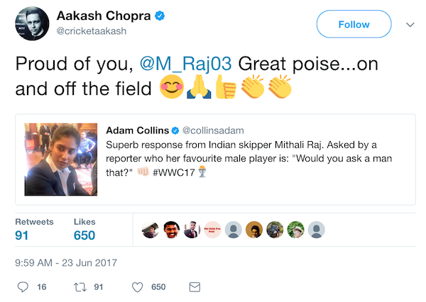 Aakash Chopra tweet