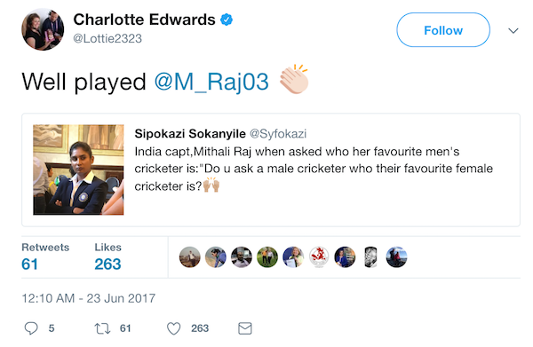 Charlotte Edwards tweet