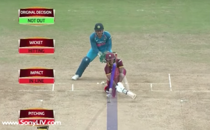 Shai Hope lbw after use of DRS