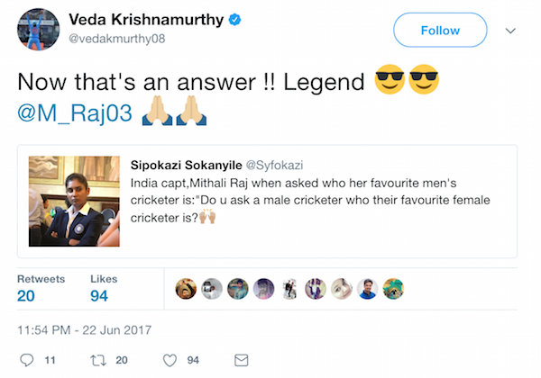 Veda Krishnamurthy tweet