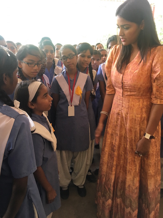 Priyanka Raina interacting with Children