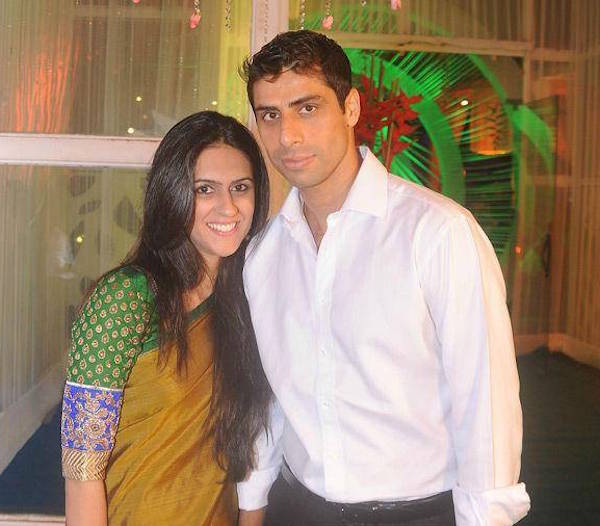 Ashish Nehra with his wife
