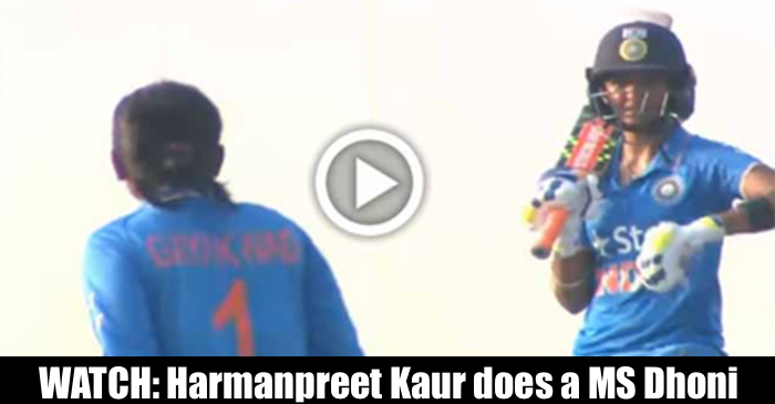 WATCH: Harmanpreet Kaur does a MS Dhoni; smashes 8 runs off last two balls