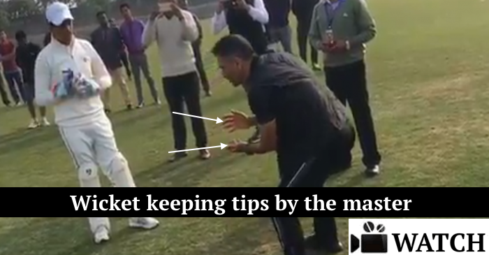 WATCH: MS Dhoni giving wicket-keeping tips to junior students