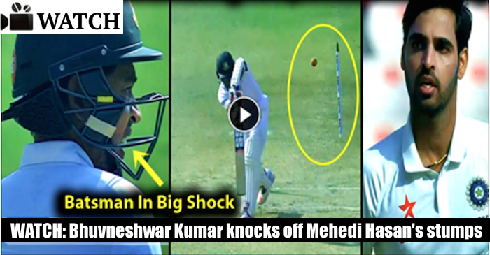 WATCH: Bhuvneshwar Kumar knocks off Mehedi Hasan’s stumps with a brilliant inswinger
