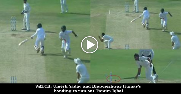 WATCH: Umesh Yadav and Bhuvneshwar Kumar’s bonding to run-out Tamim Iqbal