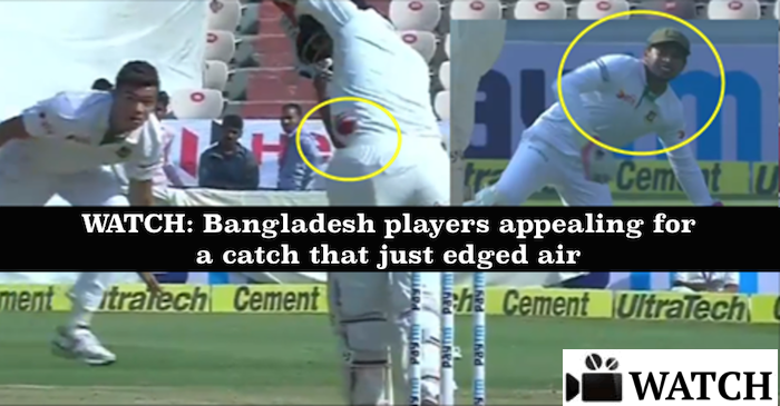 WATCH: Bangladesh players appealing for a catch that just edged air