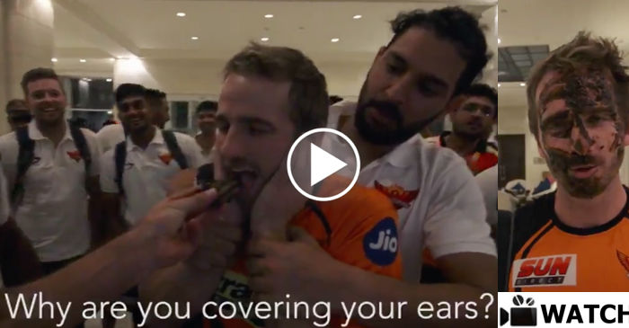 WATCH: When cake smeared all over Kane Williamson and Deepak Hooda’s face after SRH win against Delhi Daredevils