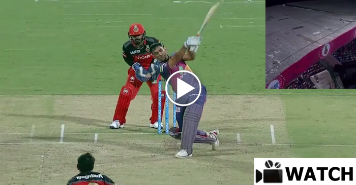 WATCH: MS Dhoni smashed a SIX on top of stadium roof (RCB vs RPS IPL 2017)