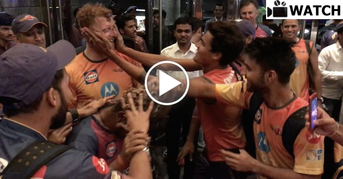 WATCH: When cake smashed all over Ben Stokes and Saurabh Kumar’s face