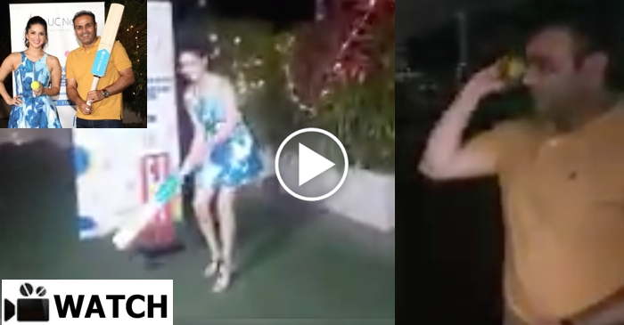 WATCH: When Sunny Leone hit a six off Virender Sehwag’s bowling