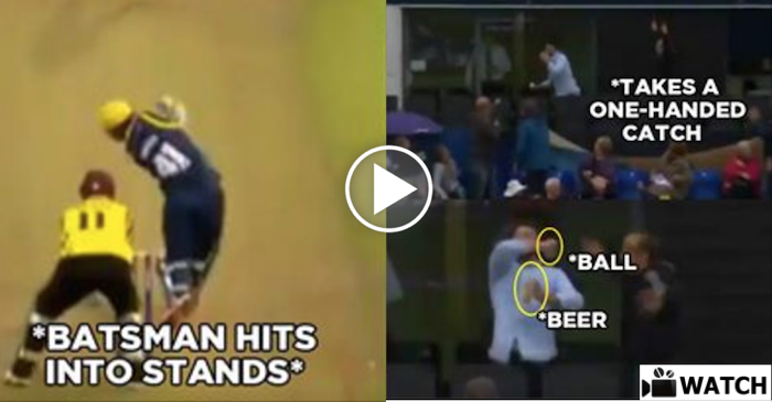 WATCH: Spectator pulls off one-handed blinder without spilling his beer
