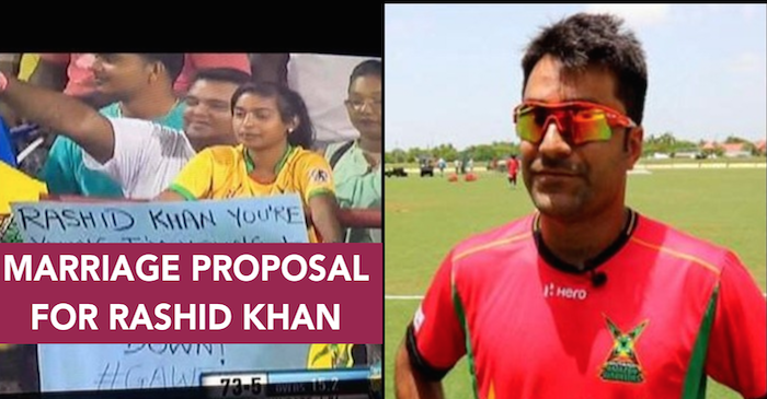 Afghanistan’s Rashid Khan gets hilarious marriage proposal during a live match in CPL 2017