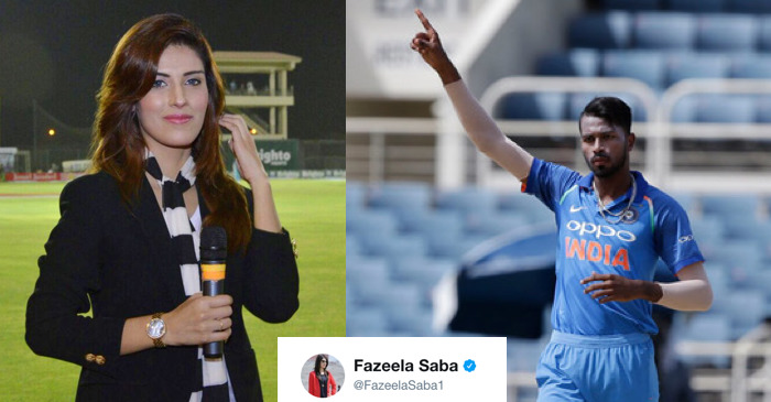 Pakistani anchor Fazeela Saba takes a dig at Indian media for comparing Hardik Pandya with Ben Stokes