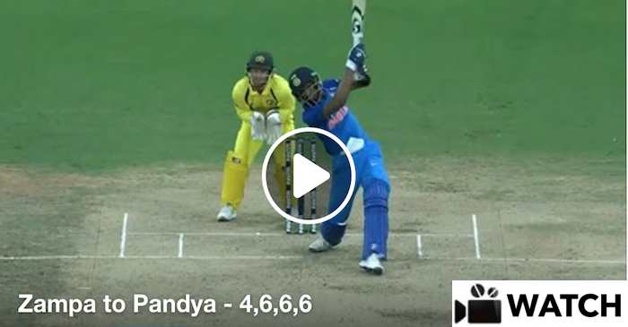 WATCH: Hardik Pandya hits a four and 3 consecutive sixes off Adam Zampa