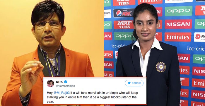 Twitter thrashed KRK for asking Mithali Raj to cast him as a villain in her biopic
