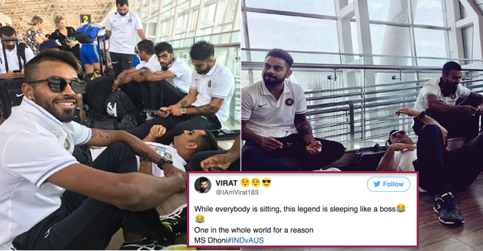MS Dhoni takes a nap at Chennai airport; Twitter is in love