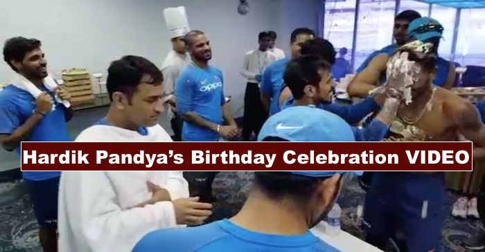 WATCH: Hardik Pandya gets a cake smashed all over his body