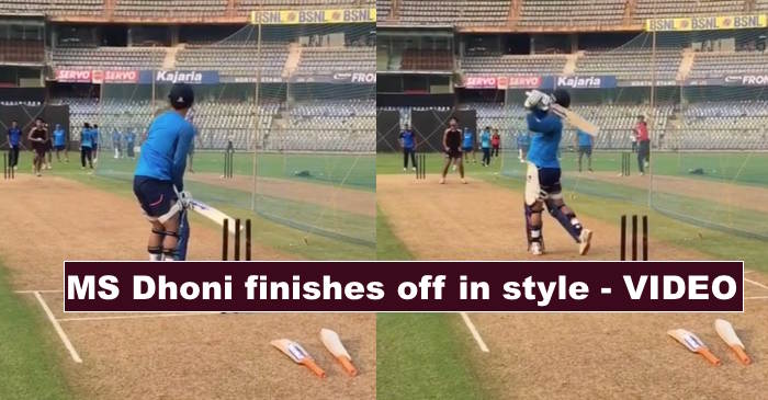 WATCH: MS Dhoni hitting big shots in nets at the Wankhede stadium