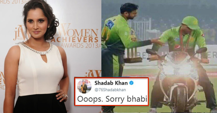 Shadab Khan tweeted “Sorry Bhabi” to Sania Mirza; the reason is quite funny