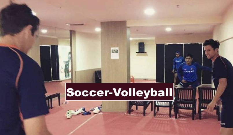 WATCH: MS Dhoni, Manish Pandey play soccer-volleyball with Kiwi players