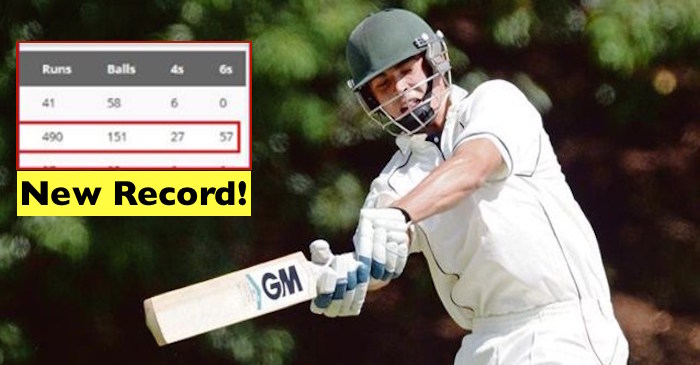 20-year-old South African batsman slams record 490 runs in a 50-over game