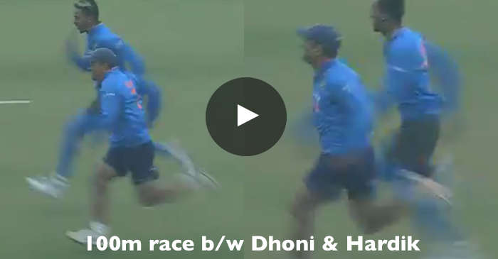 VIDEO: MS Dhoni beats Hardik Pandya in 100 metre race at Mohali