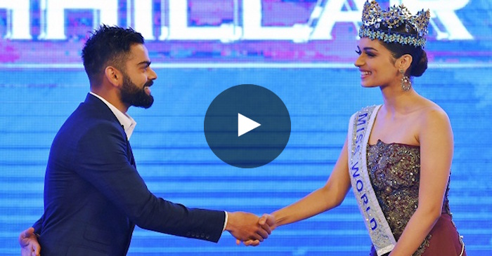 WATCH: Virat Kohli hands over Miss World Manushi Chhillar the “Special Achievement” award