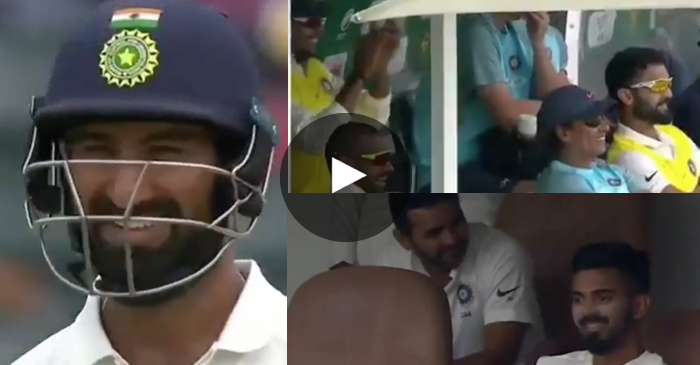 VIDEO: Cheteshwar Pujara gets off the mark after 54 deliveries; Indian team can’t stop laughing