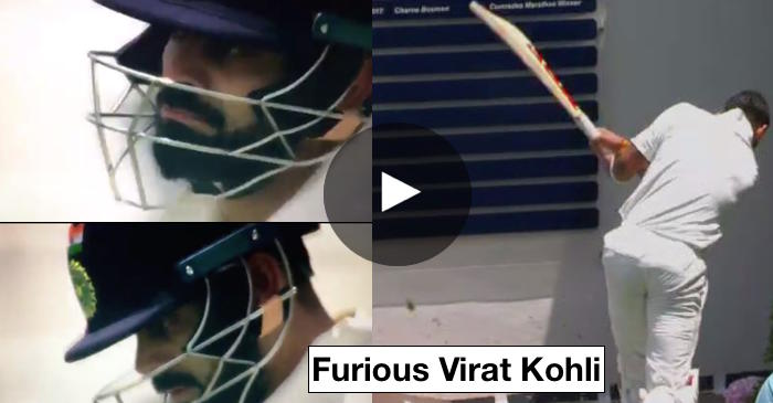 VIDEO: ‘Furious’ Virat Kohli smashes a ball against a dressing room wall following his dismissal