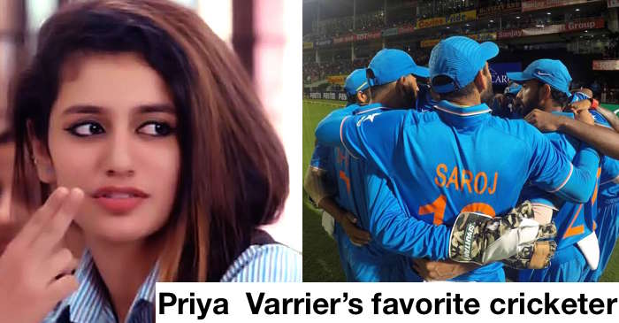 Malayalam actress Priya Prakash Varrier reveals her favourite cricketer