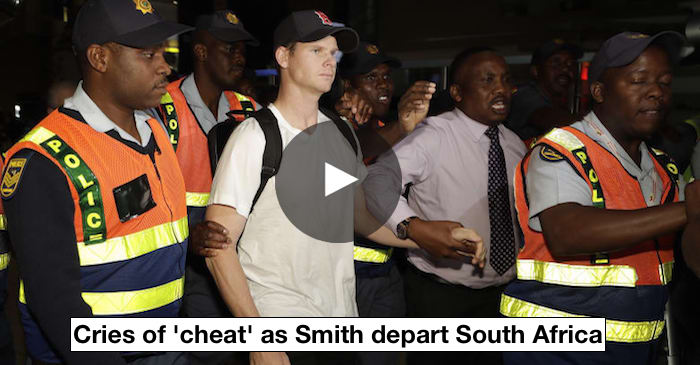 VIDEO: Steve Smith given police escort at Johannesburg airport