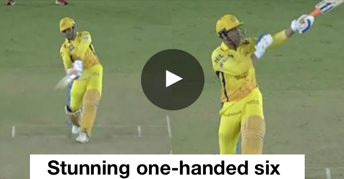 VIDEO: Injured MS Dhoni hits a stunning one-handed six off Andrew Tye