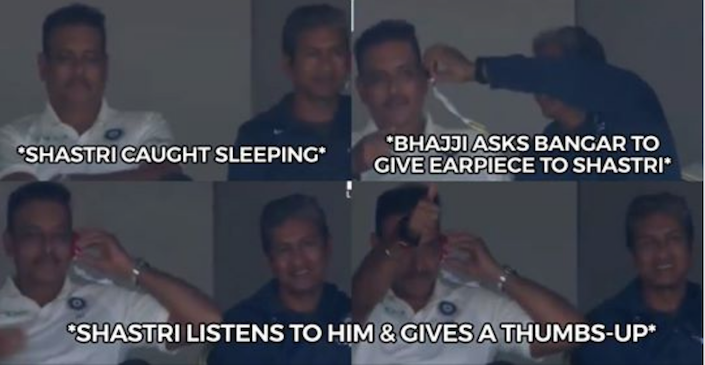 WATCH: Harbhajan Singh catches Ravi Shastri taking a nap in the dressing room