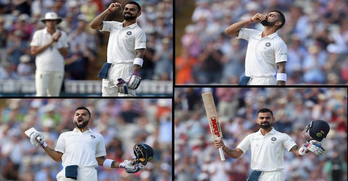 WATCH: Pumped up Virat Kohli celebrates in style after completing his first test ton in England
