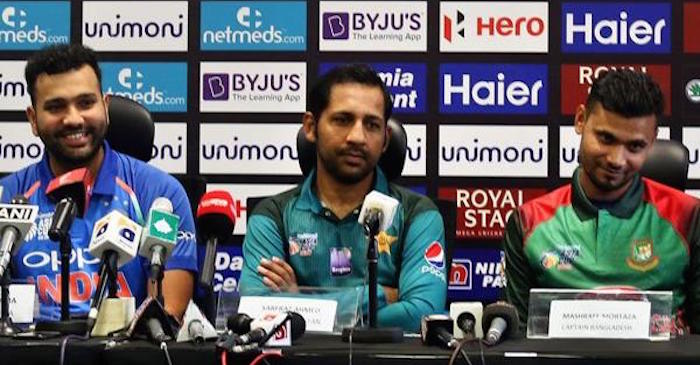 WATCH: Rohit Sharma, Mashrafe Mortaza and Sarfraz Ahmed engage in funny pre-press conference conversation