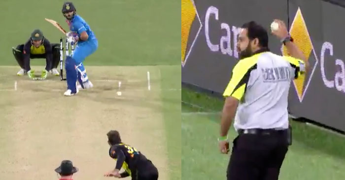 WATCH: Virat Kohli flicks Glenn Maxwell’s delivery for a six; security guard takes the catch