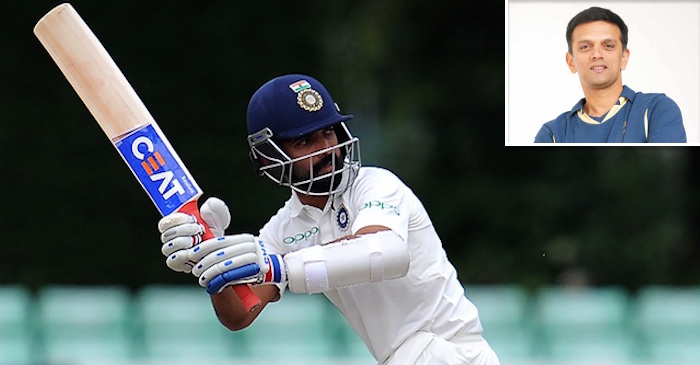 Ajinkya Rahane uses a Rahul Dravid signed bat for the Adelaide Test