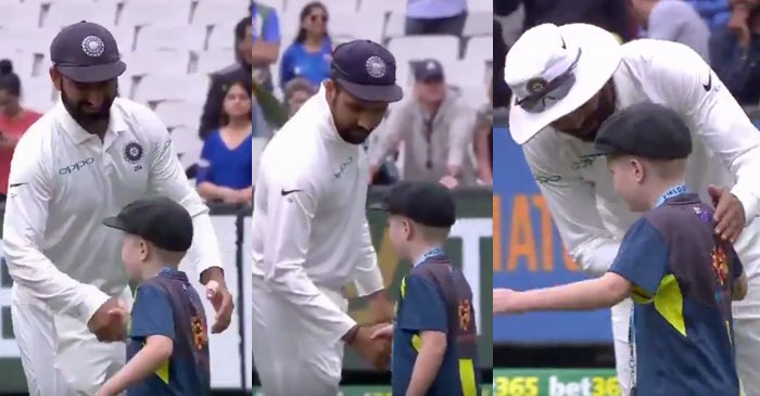 Seven-year-old Archie Schiller leads handshakes after India defeat Australia in the Boxing Day Test
