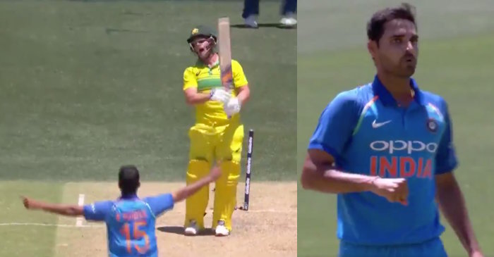 WATCH: Bhuvneshwar Kumar cleans up Aaron Finch at the Adelaide Oval