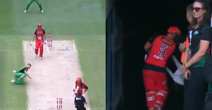WATCH: Aaron Finch destroys chair after horror run-out in Big Bash League final